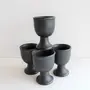 KHURJA POTTERY Ceramic Black Matte Soft or Hard Boiled Egg Holder Or Egg Cup Set of 4, 3 image
