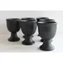 KHURJA POTTERY Ceramic Black Matte Soft or Hard Boiled Egg Holder or Egg Cup Set of 6, 2 image