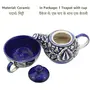 KHURJA POTTERY Ceramic Tea Set 180 ml Cup & 380 ml Teapot Floral Printed No Strainer Serve Herbal Tea or Milk in Kettle (Blue), 2 image
