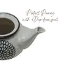 KHURJA POTTERY White 500ml Ceramic Black Floral Art Handmade Perfect for Serving Herbal Tea No Strainer with Kettle, 4 image