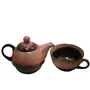 KHURJA POTTERY Ceramic One Cup Kettle Glazed Designer for Coffee/Tea Brown, 5 image