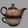 KHURJA POTTERY Ceramic One Cup Kettle Glazed Designer for Coffee/Tea Brown, 4 image