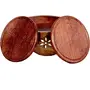 MARBLE INLAY ART AGRA - PACCHIKARI Lotus Design Decorative Round Wood Coaster Set (Pack of 6), 2 image