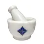MARBLE INLAY ART AGRA - PACCHIKARI Handcrafted Exclusive Marble Mortar and Pestle Set Kharal Khalbatta Spices Grinder with Inlay Work. (Size 3 x 3 inch), 2 image