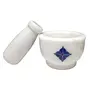 MARBLE INLAY ART AGRA - PACCHIKARI Handcrafted Exclusive Marble Mortar and Pestle Set Kharal Khalbatta Spices Grinder with Inlay Work. (Size 3 x 3 inch), 3 image