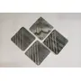 MARBLE INLAY ART AGRA - PACCHIKARI Grey Marble Mix Brass Inlay Coaster Set of 4 pcs Square Shape Customize Marble Work by"VL International" (Grey with Five Stripes Brass Inlay), 2 image