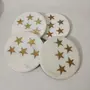 MARBLE INLAY ART AGRA - PACCHIKARI White Marble Coaster Round and Stars Shape Brass Inlay (Set of 4) for Cups Mugs Glasses, 2 image