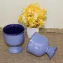 KHURJA POTTERY Dual Glazed Studio Pottery Ice-Cream Serving Cup Set of 2 150ml Dishwasher and Microwave Safe ( Blue ), 2 image