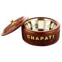 MARBLE INLAY ART AGRA - PACCHIKARI Wooden Handicraft Box Pot Serving Bowl With Lid For Chapatis 8 Inches/Casserole Box With Steel Brown 1 Liter, 3 image