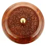MARBLE INLAY ART AGRA - PACCHIKARI Wooden Handicraft Box Pot Serving Bowl With Lid For Chapatis 8 Inches/Casserole Box With Steel Brown 1 Liter, 2 image