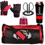 5 O' CLOCK SPORTS Combo of Let The Gains Begin (Red) Gym Bag Gloves (Red) Spider Shaker (Black) Skipping Rope (Red) and Hand Gripper (Red) Gym and Fitness Kit, 7 image