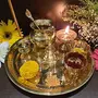 Decorative Pooja Thali Set Brass Decor Mandir Ethnic Puja Items Bhog Plate for Indian Festivals Diwali Navratri Ganesh Chaturthi Teej Sri Laxmi Durga Radha Krishna Shiva Hanuman Sai Pujan (M) - Gold, 4 image