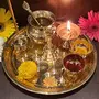 Decorative Pooja Thali Set Brass Decor Mandir Ethnic Puja Items Bhog Plate for Indian Festivals Diwali Navratri Ganesh Chaturthi Teej Sri Laxmi Durga Radha Krishna Shiva Hanuman Sai Pujan (M) - Gold, 5 image
