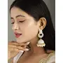 Priyaasi Mint Green Ethnic Indian Jhumka Earring for Women | Trendy Paisley Chandbali Design | Kundan-Studded | Pearl Drop| Plating of Gold | Earrings for Women with Pushback Closure, 2 image