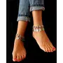 Yellow Chimes Women's Oxidised Anklets 2 Pcs Antique Gypsy Coins Oxidized Plated Anklet Silver, 2 image