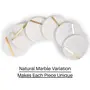 AGRA SOFT STONE CARVING PRODUCTS Modern Home Decor Round Shape with Brass Strip Marble Coaster Set Set of 4, 2 image