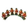 VARANASI WOODEN TOYS Lacquer Wooden Red and Yellow Handicraft Standing Ganesha Musician Bawla Set of 6 (Size : 8 x 4 Cm), 5 image