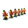 VARANASI WOODEN TOYS Lacquer Wooden Red and Yellow Handicraft Standing Ganesha Musician Bawla Set of 6 (Size : 8 x 4 Cm), 2 image