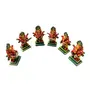 VARANASI WOODEN TOYS Lacquer Wooden Red and Yellow Handicraft Standing Ganesha Musician Bawla Set of 6 (Size : 8 x 4 Cm), 3 image