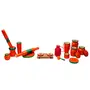 VARANASI WOODEN TOYS Traditional Handcrafted Wooden Kitchen Play Set for Girls (Color May Vary) (Orange Green) 13 Pcs Set