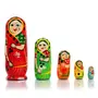VARANASI WOODEN TOYS Kids Handmade Hand Painted Cute Wooden Indian Women Nesting Dolls - Set of 5