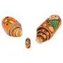 VARANASI WOODEN TOYS Set of 5 Piece Orange Hand Paint Cute Wooden Russian Matryoshka Stacking Nested Wood Dolls, 2 image