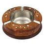 VARANASI WOODEN TOYS Handmade Wooden Round Shaped Home and Office Ashtray for Cigar and Cigarettes (Brown)