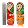 VARANASI WOODEN TOYS Nesting Traditional Hand Painted Wooden Russian Indian Dolls Set of 5, 2 image