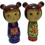 VARANASI WOODEN TOYS Channapatna Kokeshi Japanese Doll Couple, 2 image