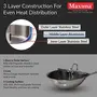 Maxima Triply Stainless Steel Wok Pan with Stainless Steel Lid Induction Bottom Cookware (26 cm 3.6 LTR), 3 image