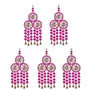 Rajasthan Kraft Decorative Colourful Pom Pom Ring Door/Wall Hanging Size 19 inches Pack of 5 Colour Pink (RK-35205-5)