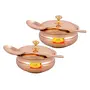 Shiv Shakti Arts Pure Bronze Kansa Handi with Spoon 900 ML - Serving Donga | Bowl | Casserole for Serving Food Tableware/Serveware - (Gold) 2 Pieces Set