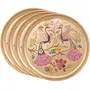 Shiv Shakti ArtsÂ® Pure Brass Dinner Plate | Thali Set for Pooja & Serving Purpose (Engraved printed peacock Design 12''Inch) - 4 Piece