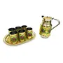 NAVRANG Stainless Steel Meenakari Flower Design Drinking Glass with Serving Tray & Jug Golden Gift for Home, 3 image