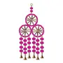Rajasthan Kraft Decorative Colourful Pom Pom Ring Door/Wall Hanging Size 19 inches Pack of 5 Colour Pink (RK-35205-5), 3 image