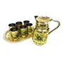 NAVRANG Stainless Steel Meenakari Flower Design Drinking Glass with Serving Tray & Jug Golden Gift for Home, 2 image