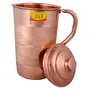 Shiv Shakti ArtsÂ® Pure Copper Jug/Pitcher with 6 Glasses - Drinkware Set - Silver Touch Design - (Capacity = 1.5 - Liter) - 7 Pieces Set, 3 image