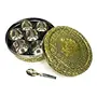 NAVRANG Stainless Steel Spice Box Masala Box Dabba Decorative Container Meenakari Mithai Dabba Gits Flower Design (7 Steel Cups With 1 Spoon Golden), 2 image