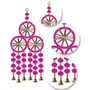 Rajasthan Kraft Decorative Colourful Pom Pom Ring Door/Wall Hanging Size 19 inches Pack of 5 Colour Pink (RK-35205-5), 4 image