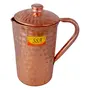 Shiv Shakti ArtsÂ® Shinee Hammer Luxury Design Pure Copper Jug with Glass Set - (Capacity - 1 Liter) - 5 Pieces Drinkware Set, 3 image