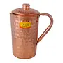 Shiv Shakti ArtsÂ® Shinee Hammer Luxury Design Pure Copper Jug with Glass Set - (Capacity - 1 Liter) - 5 Pieces Drinkware Set, 2 image