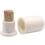 MARBLE INLAY ART AGRA - PACCHIKARI White Marble Toothpick Stick Holder with Lid || Toothpick Dispenser for Kitchen || Toothpick Case Stand || Cocktail Stick Holder 3.25 X 2 (Inch) White