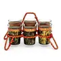 Kaushalam Handpainted Kettle With 6 Chai Glass Indian Tea Glass Cups Set Traditional Kitchen Table DÃ©cor, 4 image
