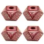 MARBLE INLAY ART AGRA - PACCHIKARI Handcrafted Unique Flower Carving Soapstone Marble Incense Agarbati Stand Holder for Puja (Square Red) - Pack of 4
