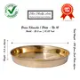 Shiv Shakti ArtsÂ® Pure Brass Dinner Plate/Thali Set for Pooja & Serving Purpose (Silver Touch Khomcha Design 25.5 cm Each) - 6 Piece, 2 image
