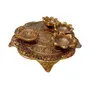 DHOKRA CRAFT Traditional Handicrafted Metal Pooja Thali (Golden 9 X 9 X 2 inches), 3 image