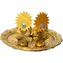 DHOKRA CRAFT Metal Pooja Thali with Diya Deepak and Laxmi Ganesh for Diwali Pooja Gift Item, 4 image