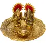 DHOKRA CRAFT Metal Pooja Thali with Diya Deepak and Laxmi Ganesh for Diwali Pooja Gift Item, 3 image