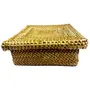 WOOD CARVING WORK Golden Grass Hand-Woven Squarish Golden four Coaster Set with Box Odia coastal handicraft table dcor item for gifting (Yellow Length: 5 In x Width: 5 In x Height: 2 In x Weight: 65 Gr), 2 image