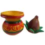 WOOD CARVING WORK RIDDHI SIDDHI KALASA/PURNAKUBHA: Beautiful Hand-Painted Terracotta Clay-Made Kalash (Purna kumbha) with Coconut for Wealth and Prosperity Home and Office Decoration (2 Pcs), 5 image